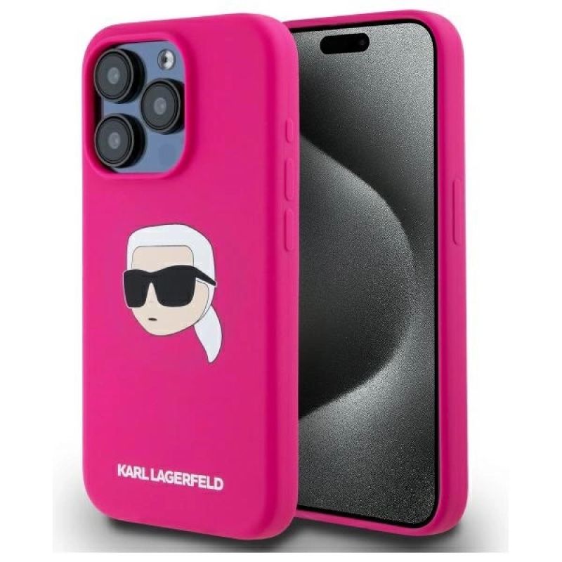 Karl Lagerfeld KLHMP15LSKHPPPLF iPhone 15 Pro 6.1" fuchsia/fuschia hardcase Silicone Karl Head Print MagSafe táska