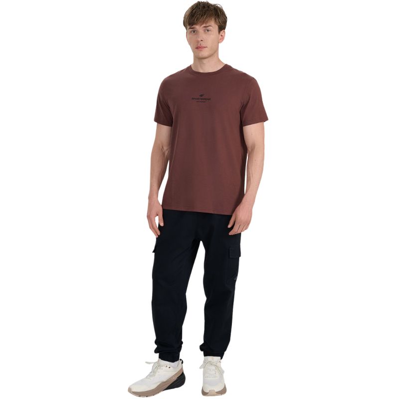 4f Men's T-shirt M2961 dark brown 4FWAW25TTSHM2961 80S Ruházat