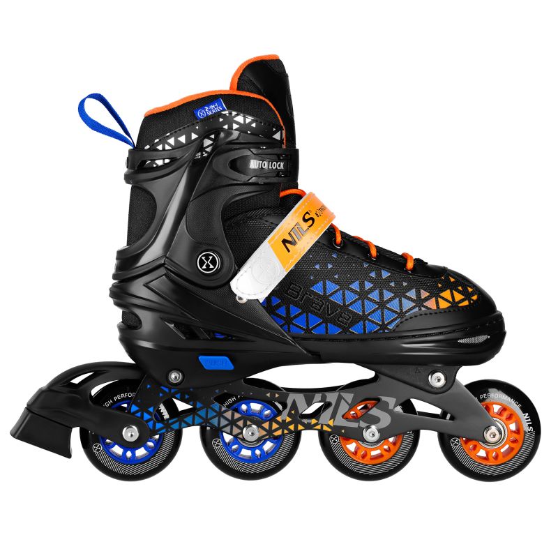NH18190A 4-in-1 BRAVE BLUE-ORANGE ROLLER SKATES SIZE S (29-33) WITH NILS EXTREME HOCKEY BOARD narancssárga utcai cipő
