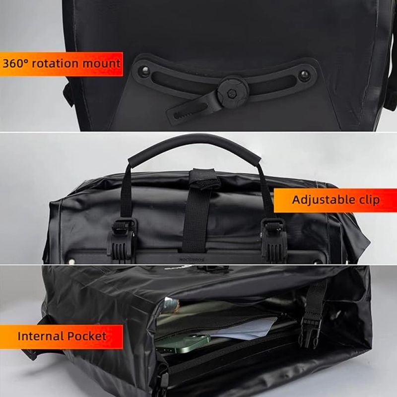 Rockbros 30140022001 waterproof bicycle for trunk - black czarny táska