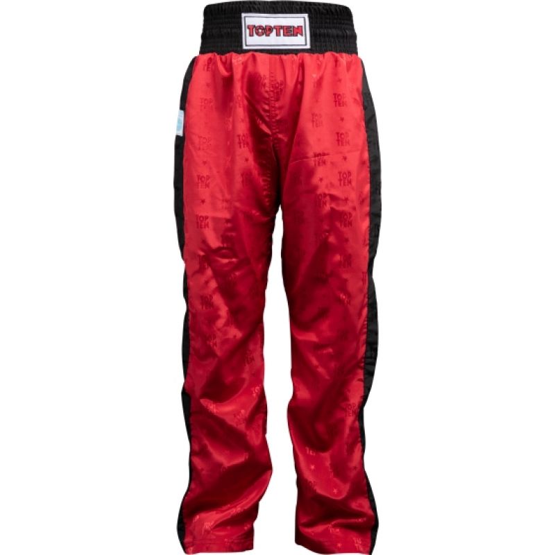 TOP TEN SKBP-TT CLASSIC kickboxing (WAKO APPROVED new) czarno - czerwone+xxxxs nadrág
