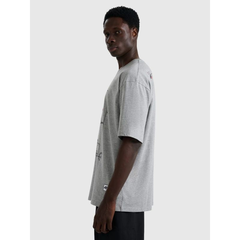 Men's oversize printed T-shirt 4F 4FRAW25TTSHM3257-27M