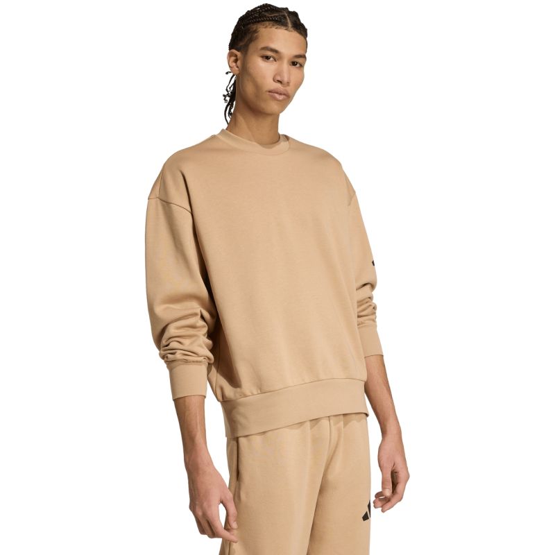 adidas Men's Essentials Loose Fit 3 Bar Logo Beige Sweatshirt JX5668 General