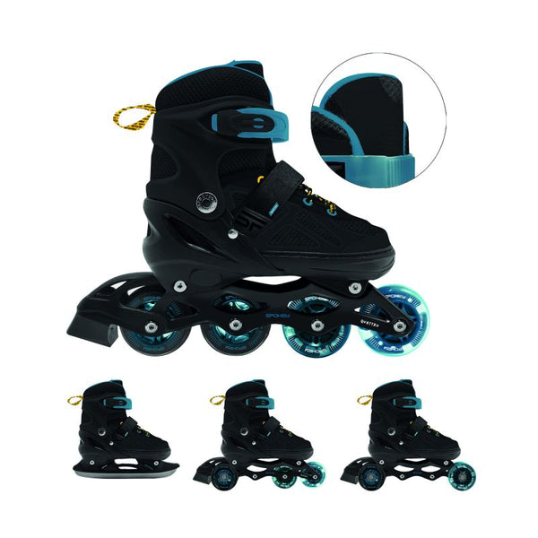 Spokey Quattro 4IN1 SPK-943434 inline skates size 38-41 BK/DBL Szabadidő kiegészítő
