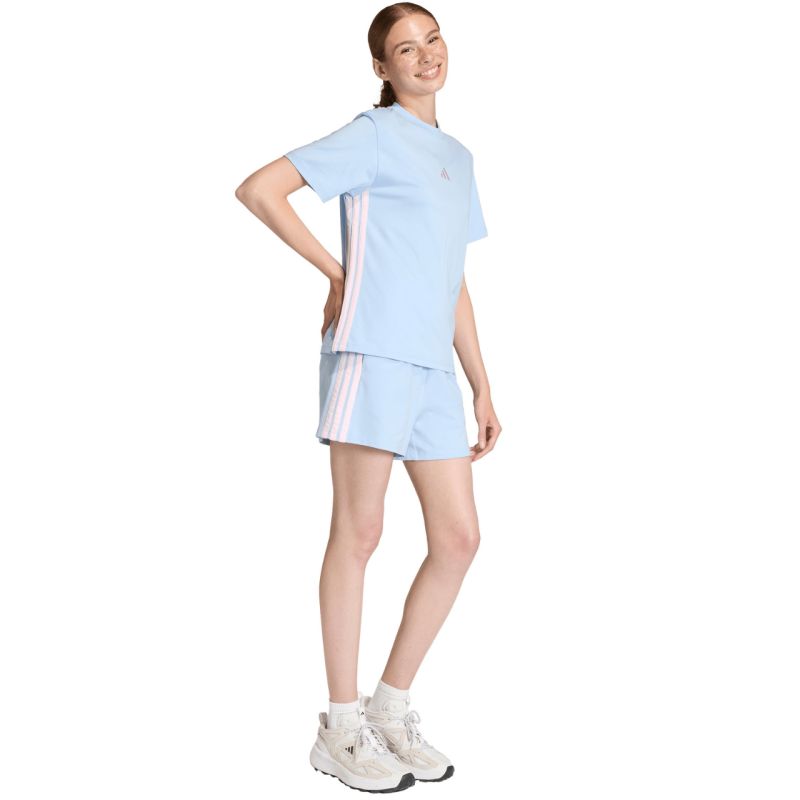 Women's adidas Essentials 3-Stripes Cotton T-shirt, light blue KB7119 2xs shirts