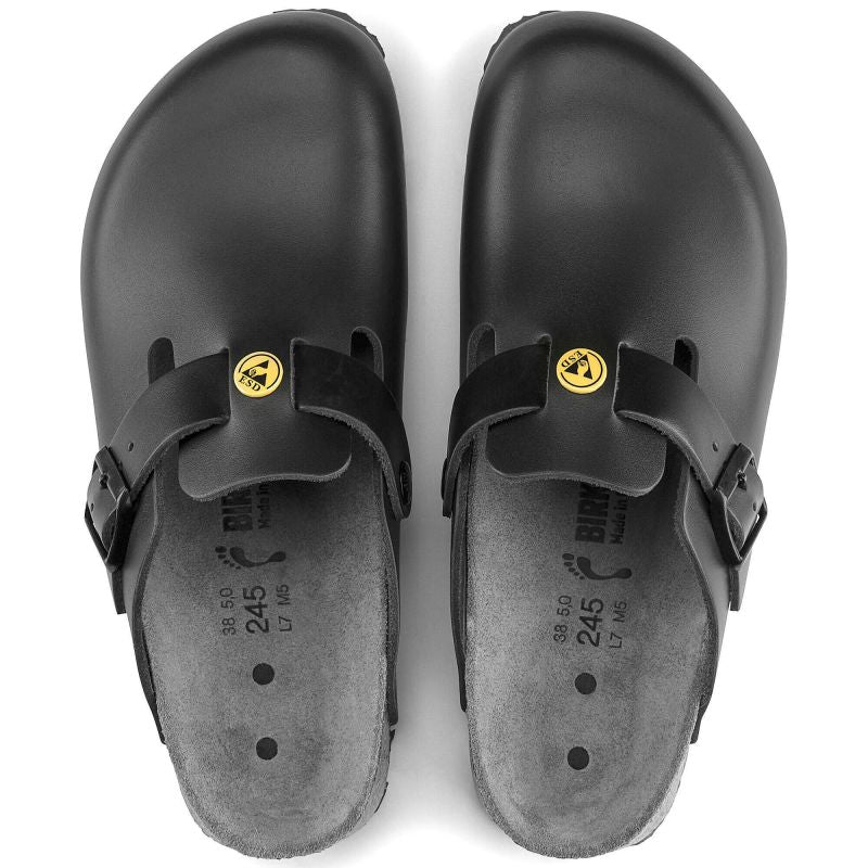 Birkenstock Women's Boston ESD Black clogs natural leather medical narrow slippers (0061368) Cipő