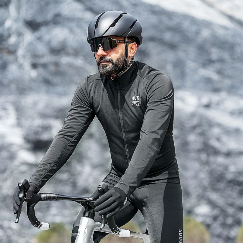 Rockbros ROAD TO SKY windproof insulated cycling jersey M - black m \ czarny pulóver