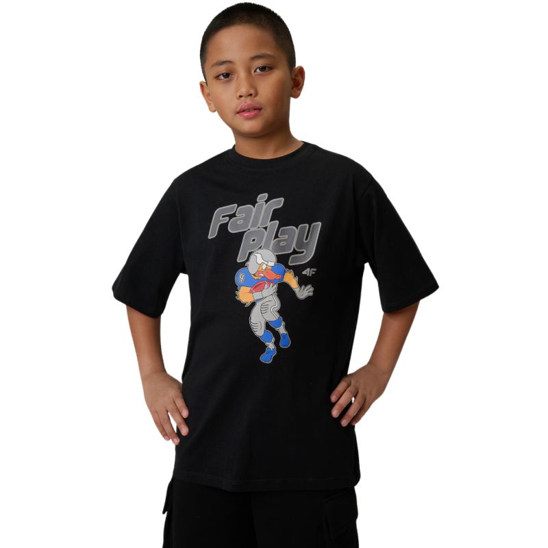 Boy's T-shirt 4F M3012 deep 4FJWSS26TTSHM3012 20S fekete shirts