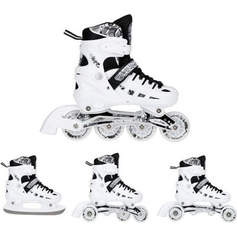 NH10905 4in1 WHITE LED SIZE S(31-34) ROLLER SKATES WITH DIMENSIONAL HOCKEY BLADE NILS EXTREME fehér sípcsontvédő