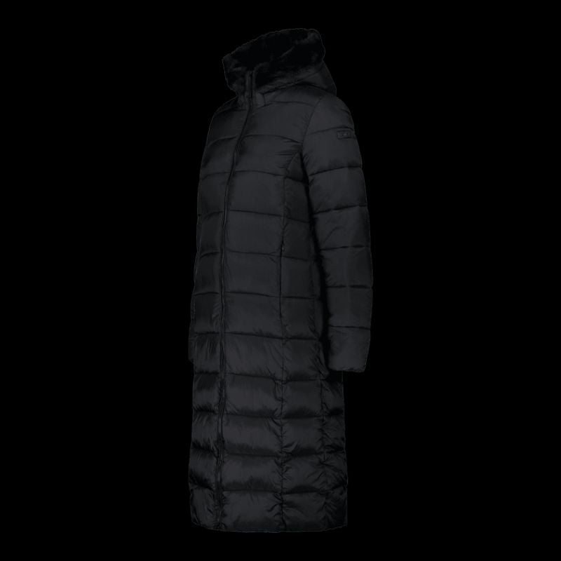 CMP women's long winter coat, insulated with hood, black ( ) fekete dzseki