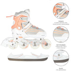 NILS Extreme NH18190 2in1 roller skates, white and pink, size L (39-43), with replaceable HOCKEY blade rózsaszín utcai cipő