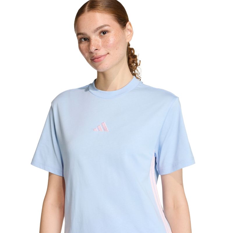Women's adidas Essentials 3-Stripes Cotton T-shirt, light blue KB7119 2xs shirts