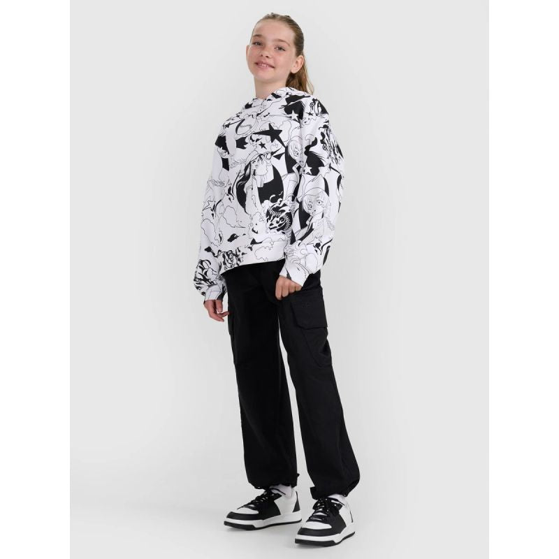 Girls' sweatshirt with hood, open, 4F 4FJRAW25TSWSF2348-90A
