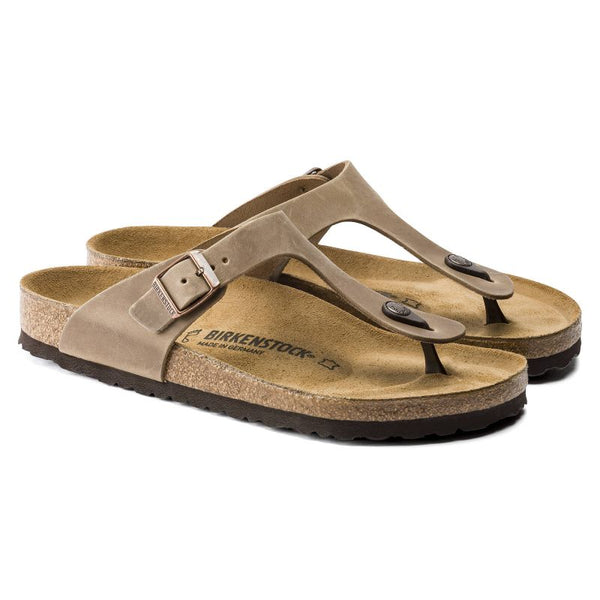 Birkenstock Gizeh Oiled Leather Tobacco Brown Regular Women's Flip-Flops Wide (0943811) general
