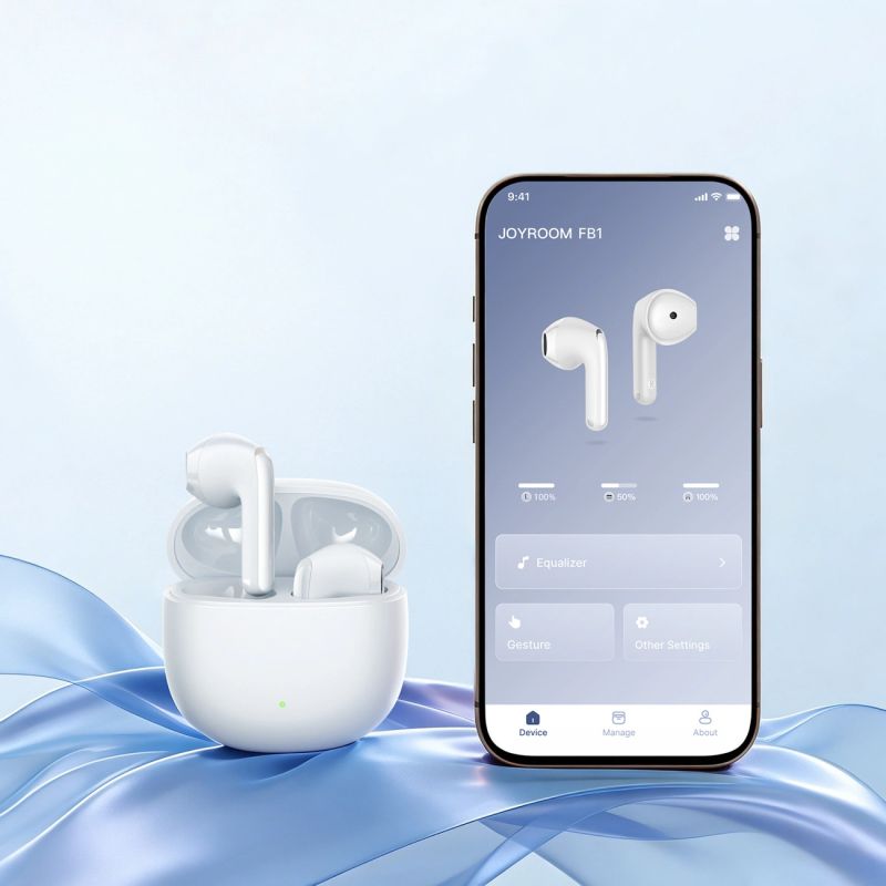 head Joyroom JR-FB1 Funpods Bluetooth 6.0 In-Ear TWS Wireless Headphones with AI Functions - White fehér headsets
