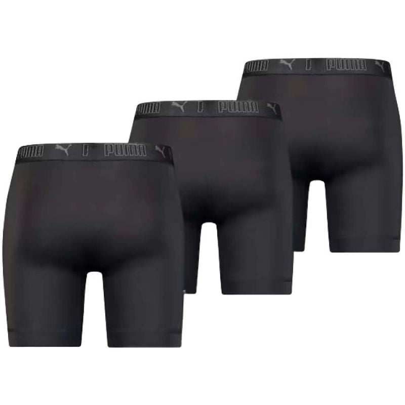 Puma Men's Boxer Briefs Long 3-Pack Black Comfortable fekete alsónemű