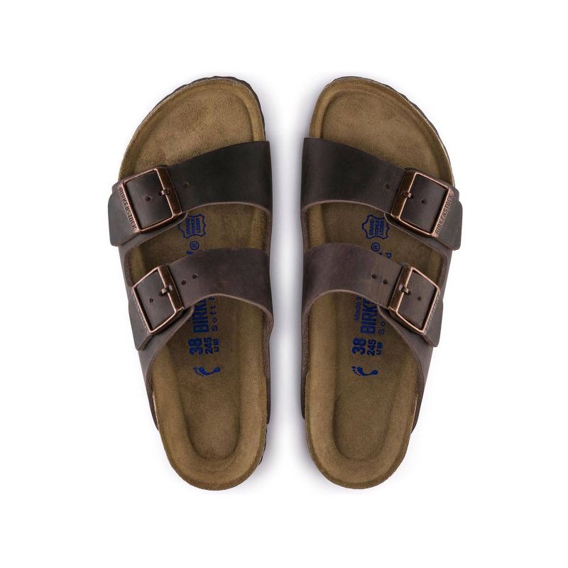 Birkenstock Arizona Soft Footbed Oiled Leather Habana Narrow Women's Slides (0452763) cipő