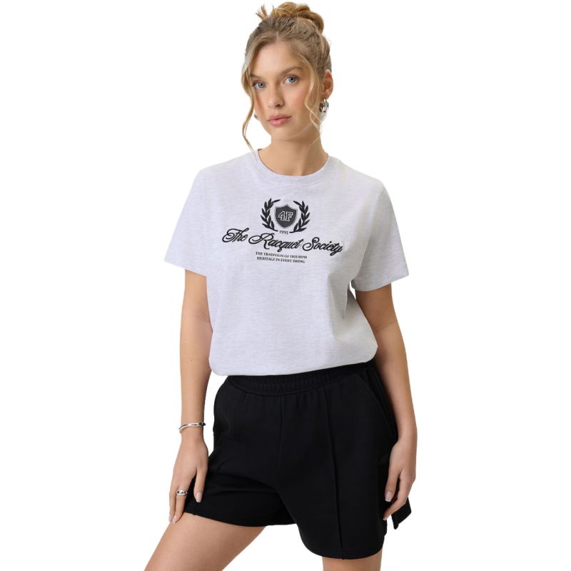 4F Women's T-shirt F2738 cool light melange 27M szürke póló
