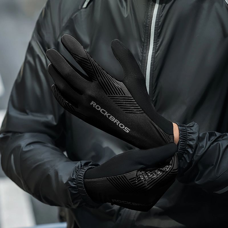 Rockbros cycling gloves spring/summer/autumn, full, size: XL - black czarny \ xl kesztyű