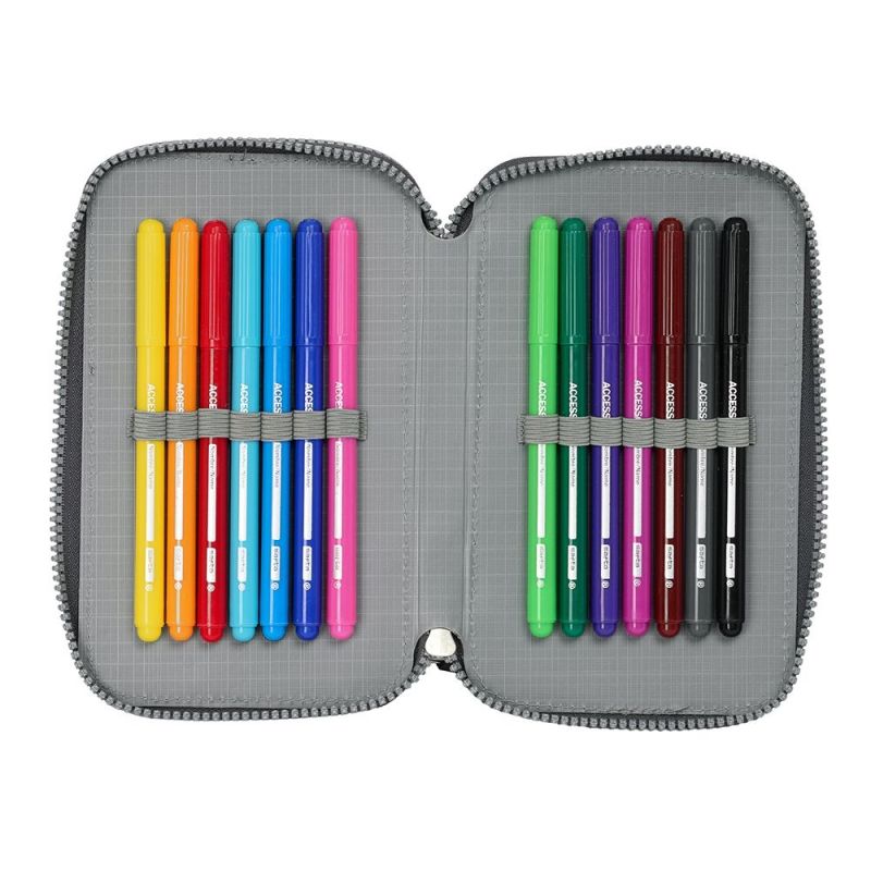 Real Madrid double filled pencil case with accessories 28 pcs wielokolorowy tolltartó