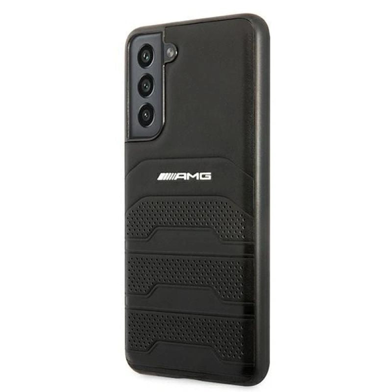 DC AMG S21 FE G990 czarny/black hardcase Leather Debossed Lines fekete telefontok