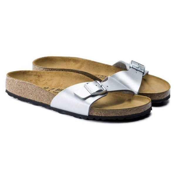 Birkenstock Madrid Birko-Flor Silver Women's Slides Regular Wide (0040411) cipő