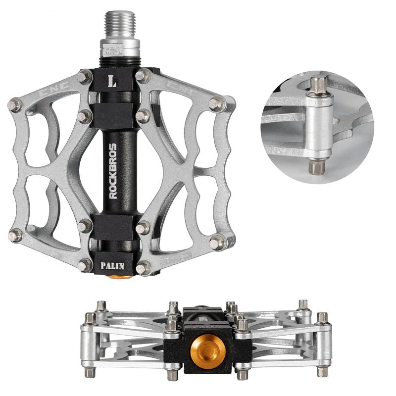Rockbros 2010-12L Aluminum Platform Bicycle Pedals - Silver