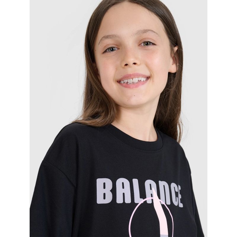 Oversized T-shirt with print for girls 4F FJRSS25TTSHF2646-20S póló