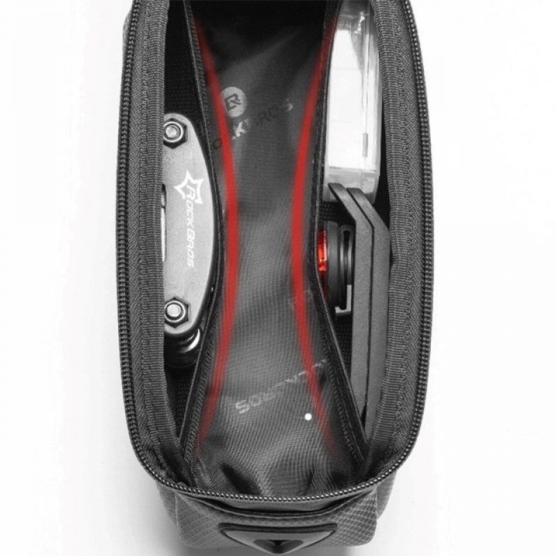 Rockbros B68 Bike Pannier for Frame, Armored, with Phone Pocket and Cover, 1.7L - Black