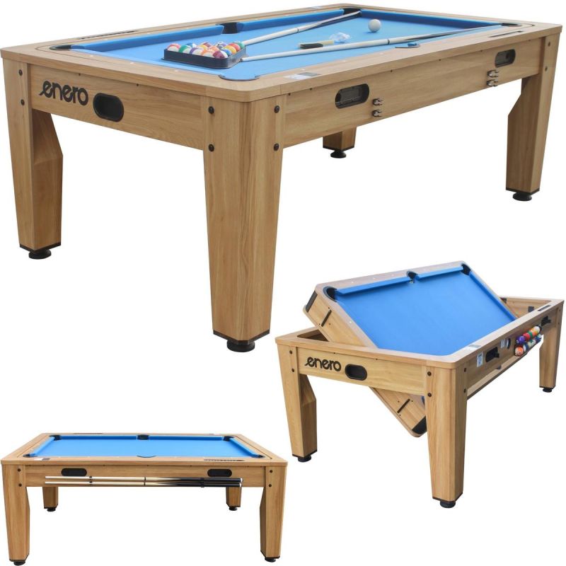 Enero 4-IN-1 MULTIGAMING TABLE BILLIARDS TABLE TENNIS HOOK-UP DINING TABLE .6x81.3CM WOODEN table games, tables