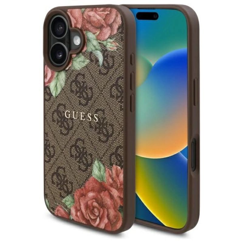 Guess GUHMP16SP4ROPEMCW iPhone 16 6.1" /brown hardcase 4G Flowers Print MagSafe barna cases