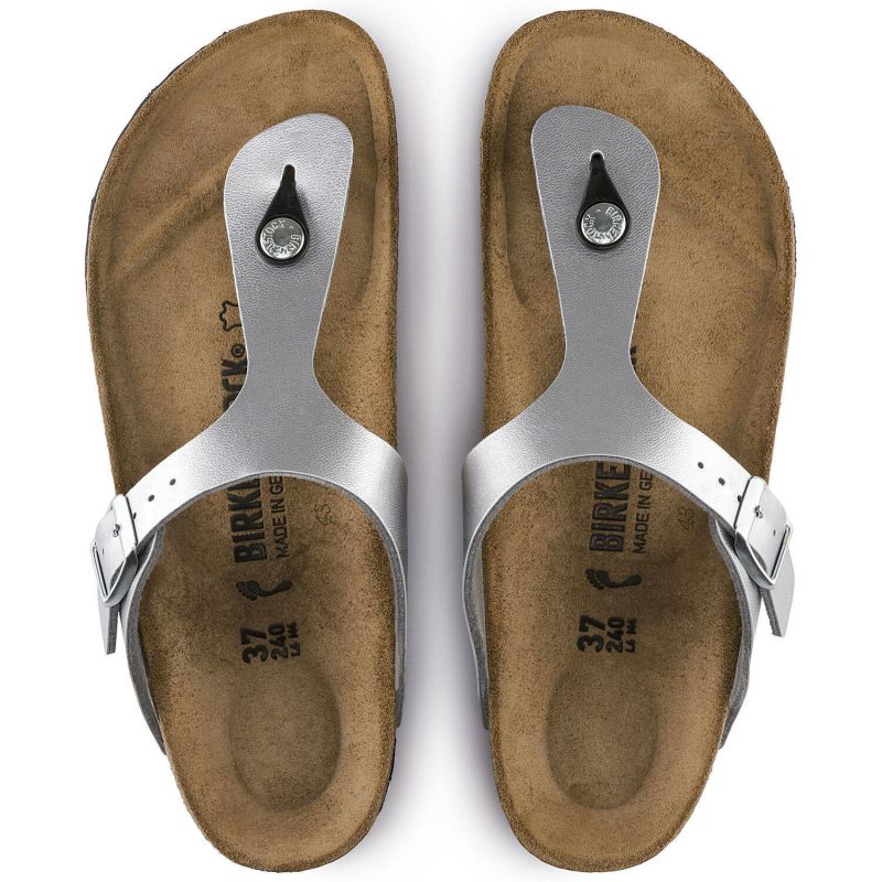 Birkenstock Gizeh Birko-Flor silver regular wide women's flip-flops (0043851) general