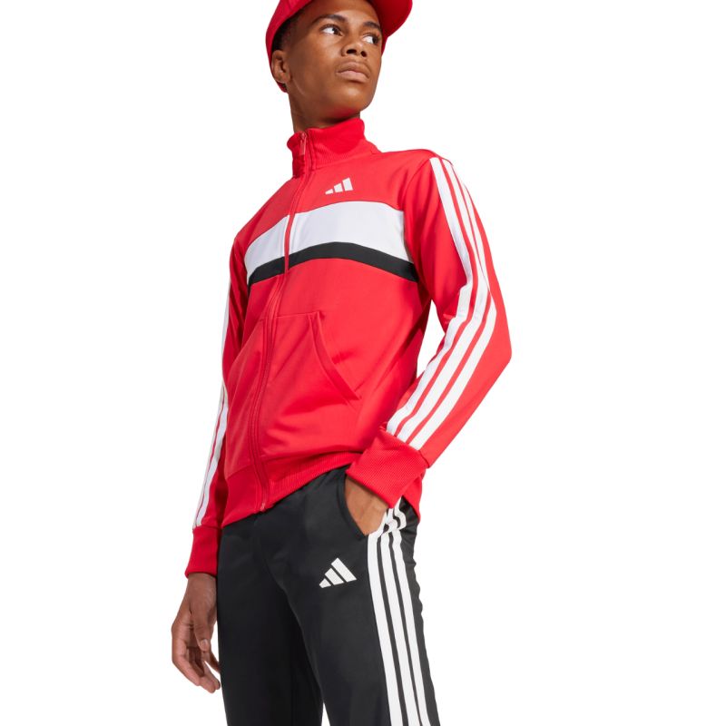 adidas Seasonal Essentials Tiberio 3-Stripes Tricot Kids Tracksuit Red and Black JI6214 Ruházat
