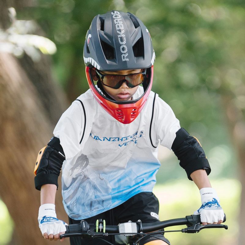 Rockbros TT-32006 Shark Children's Bike Helmet with Detachable Jaw Size S (48-52) - Black czarny \ s helmets, martial arts equipment
