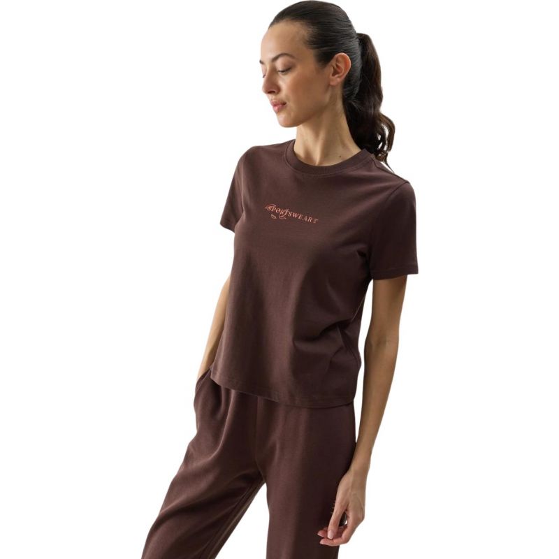4f Women's T-shirt F1354 dark brown 4FWSS24TTSHF1354 80S Ruházat