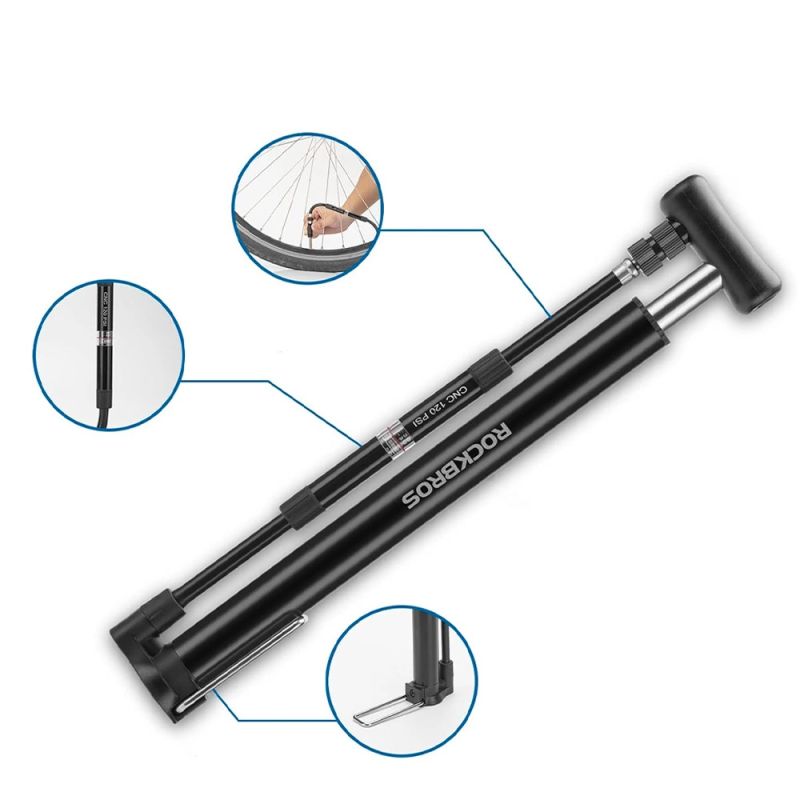 Rockbros 42322821001 floor bicycle pump - black fekete pumps