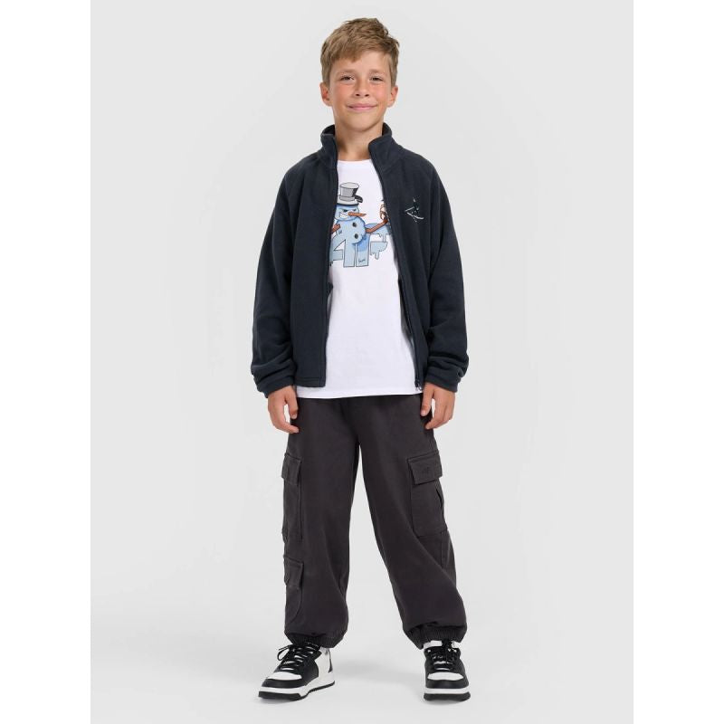 4FWarm fleece with stand-up collar for boys 4F 4FJRAW25TFLEM438-31S pulóver