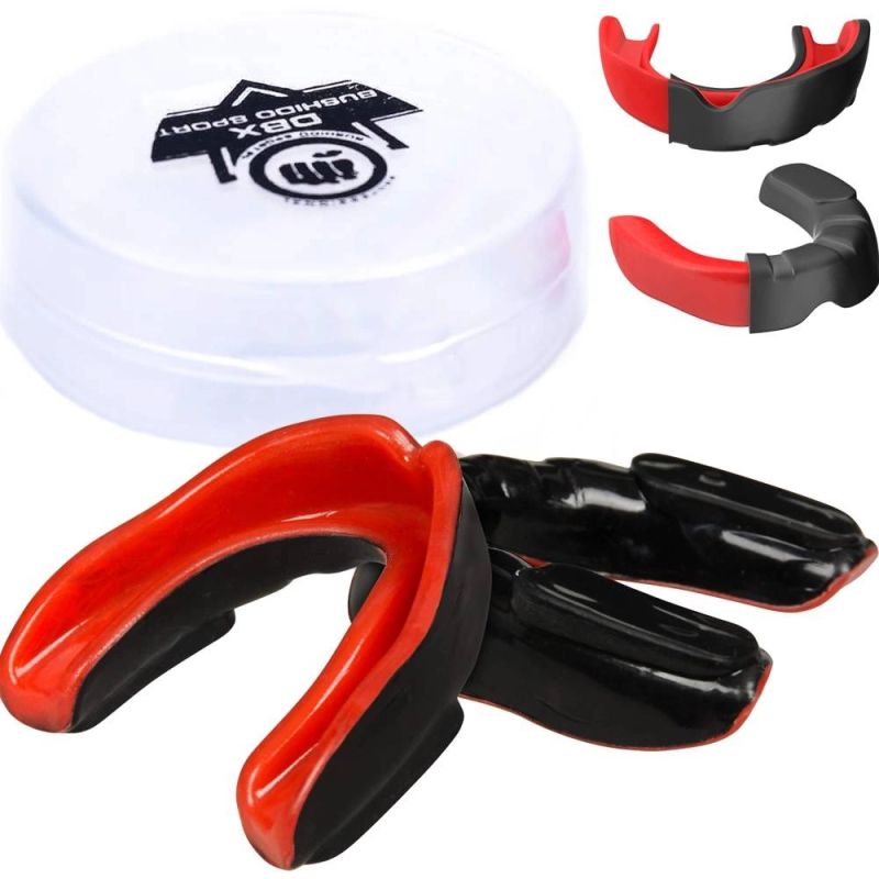 DBX Bushido Gel Mouthguard + Box - Black and Red | GelTech dla dzieci protectors and knee pads