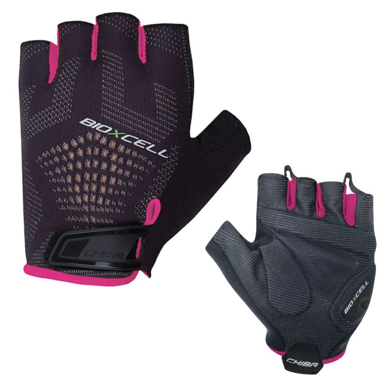 CHIBA BIOXCELL SUPER FLY gloves black/ rózsaszín kerékpáros kesztyű SI3060324CP-1