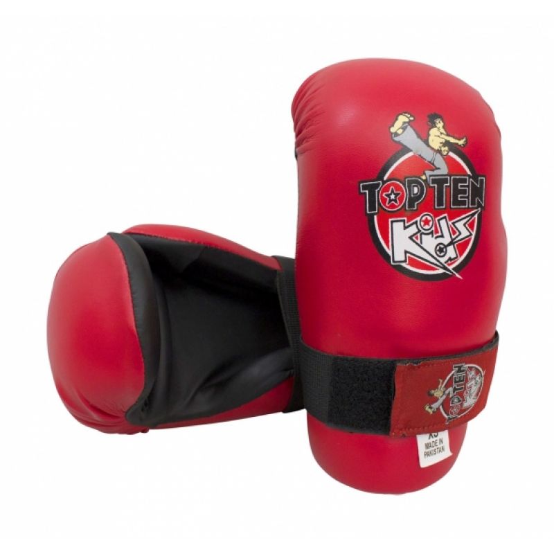TOP TEN Pointfighter Open Gloves - ROTT-KIDS czerwony kesztyű