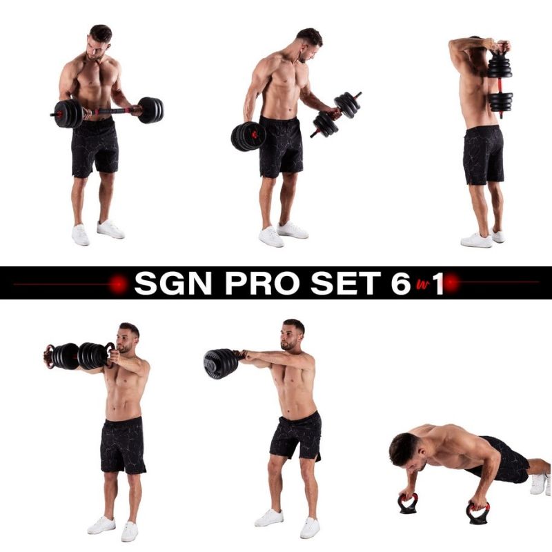 HMS 6-in-1 weight set (barbell, dumbbells and kettlebell) 30kg edzőfelszerelés 17-57-069