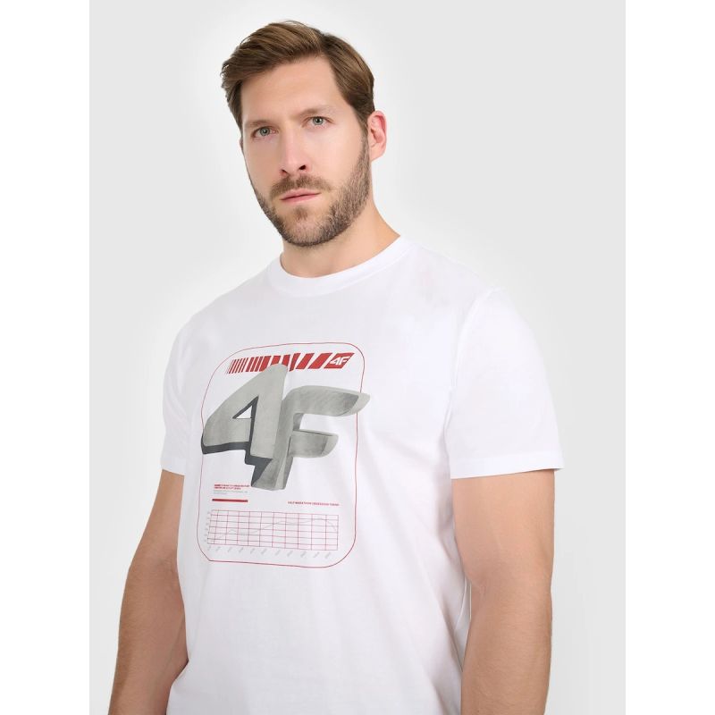 4F Men's regular printed T-shirt póló 4FRAW25TTSHM3612-10S