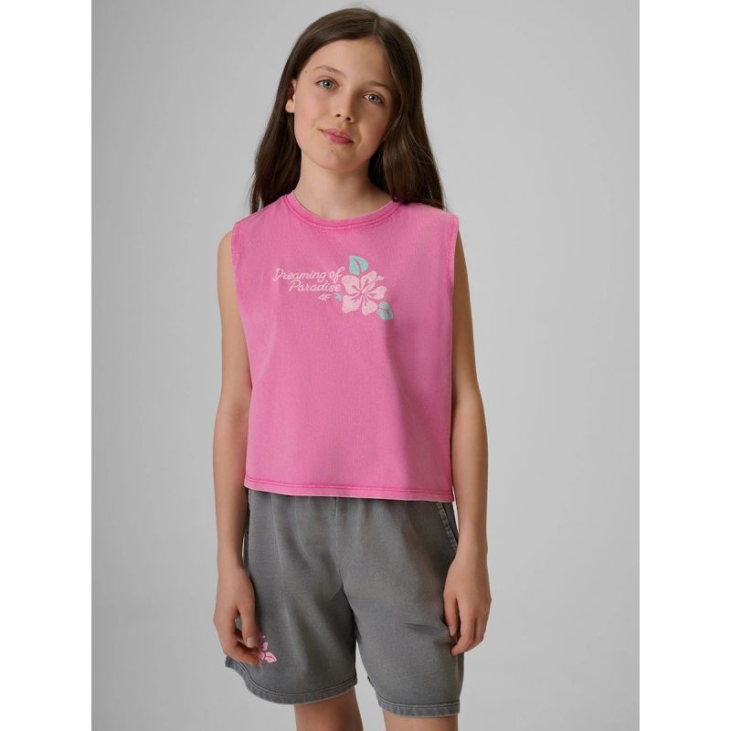 4F Girls' sleeveless T-shirt with print póló