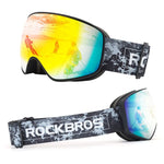 Rockbros SP284 Ski Goggles - Black Sandblasted Frame, Gray PC Lens with Red Mirror, Kids czarny úszás kiegészítő 5907769384219-211761