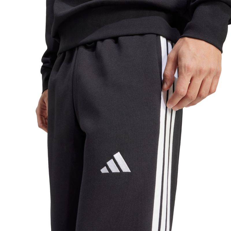 Men's adidas Essentials Three Stripes Fleece Wide Leg Pants Black JM1770 fekete kapucnis pulóver