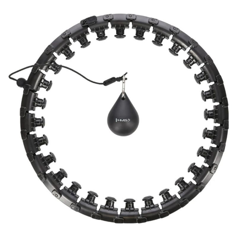 HMS Plus size hula hoop HHW12 with studs and weight, black fekete edzéssegítő 17-44-526