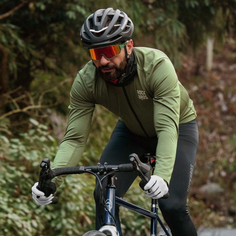Rockbros ROAD TO SKY windproof insulated cycling jersey L - green l \ zielony pulóver