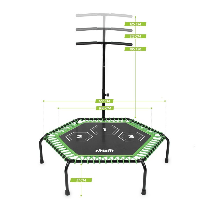 Virtufit Fitness Pro Trampoline With Handle - Black - 127 Cm