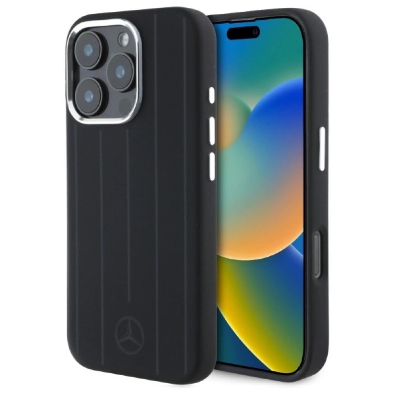 Mercedes MEHMP16L23SUVSK iPhone 16 Pro 6.3" /black hardcase Silicone Vertical Tonal Stripes MagSafe fekete cases