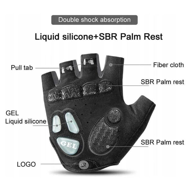 Rockbros XL cycling gloves with gel inserts - gray xl \ czarny || szary kesztyű